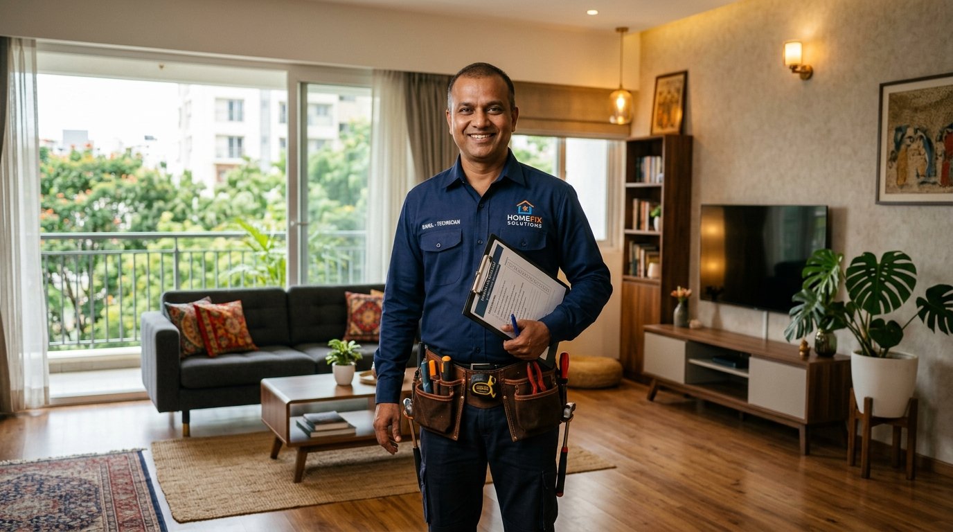 Professional Technician inside a modern Bangalore home